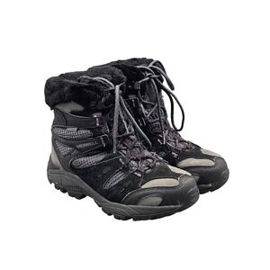 Merrel Women's Size 6.5 US VGC Damson Black‎ Insulated Fleecd Winter Ankle Boots